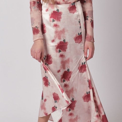 Silk Skirt - Pink Print