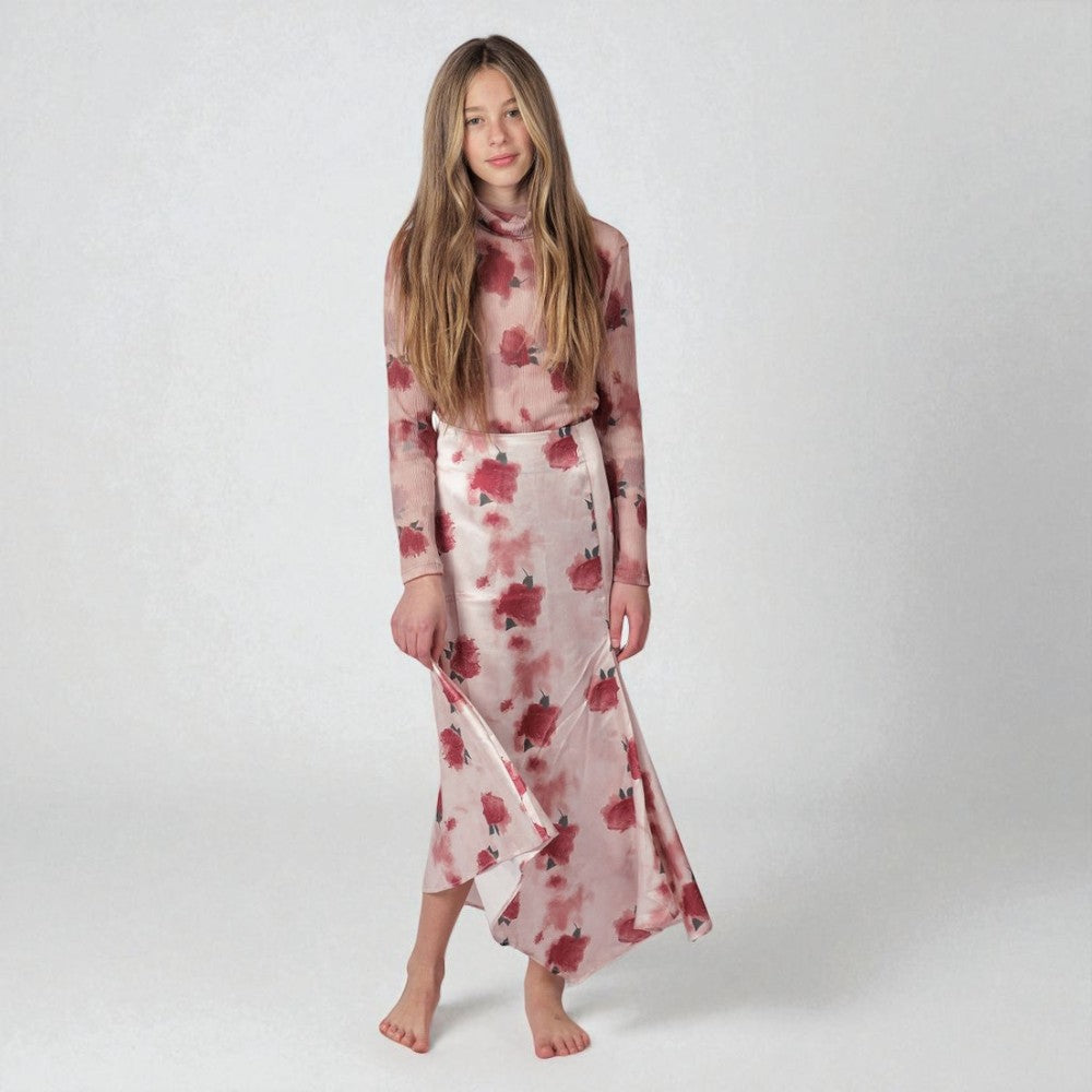 Silk Skirt - Pink Print