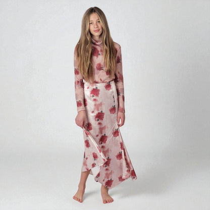 Silk Skirt - Pink Print