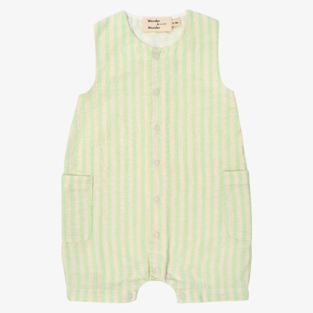 Woven Romper - Basil Stripe