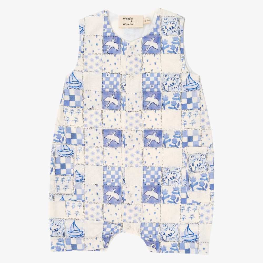 Woven Romper - Vintage Blue