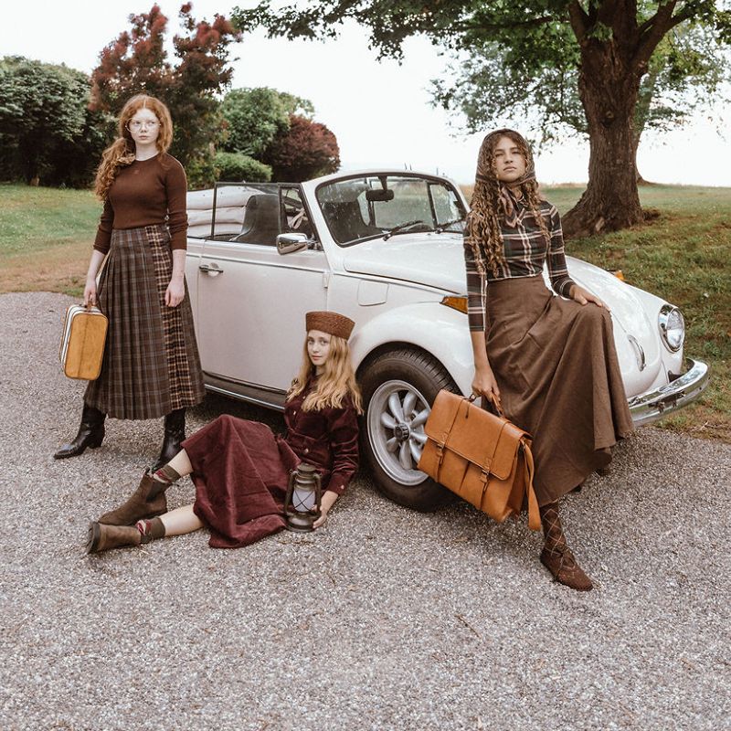 V Mock Turtleneck - Brown Plaid