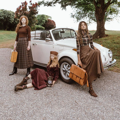 V Mock Turtleneck - Brown Plaid