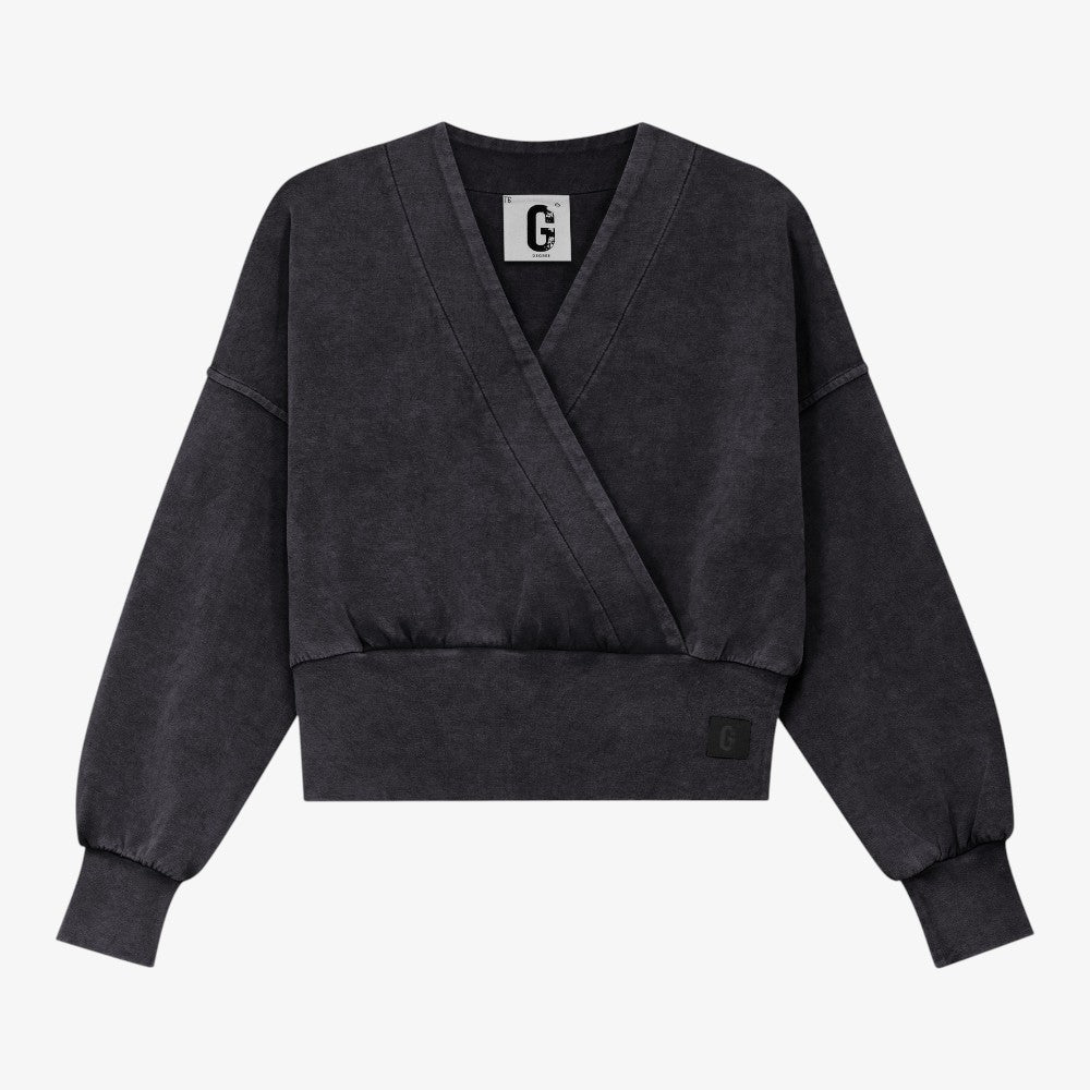 Wrap Washed Top - Black
