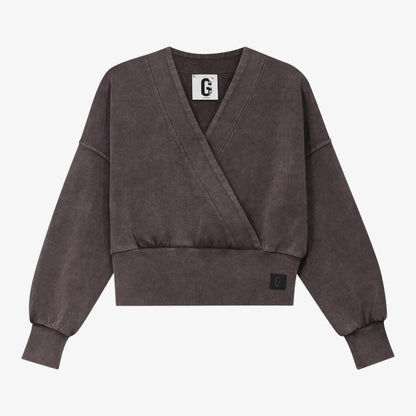 Wrap Washed Top - Brown
