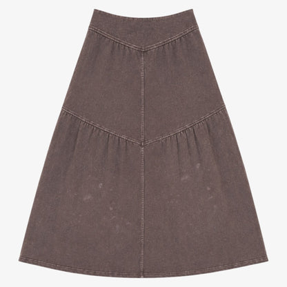 Tiered Washed Skirt - Brown
