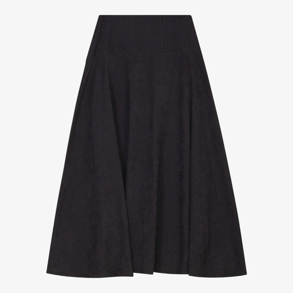 Yoke Suede Skirt - Black