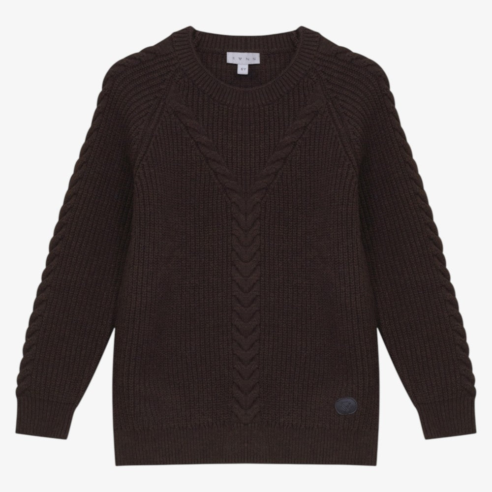 Braided Cable Sweater - Brown