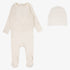 Dotty Knit Footie And Bonnet - Cream