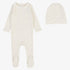 Dotty Knit Footie And Bonnet - Light Blue