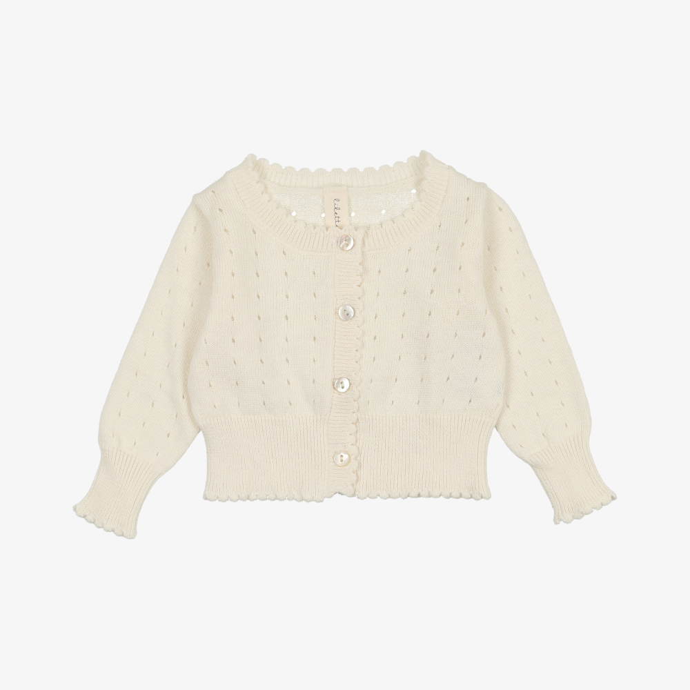 Dotted Open Knit Cardigan - Cream