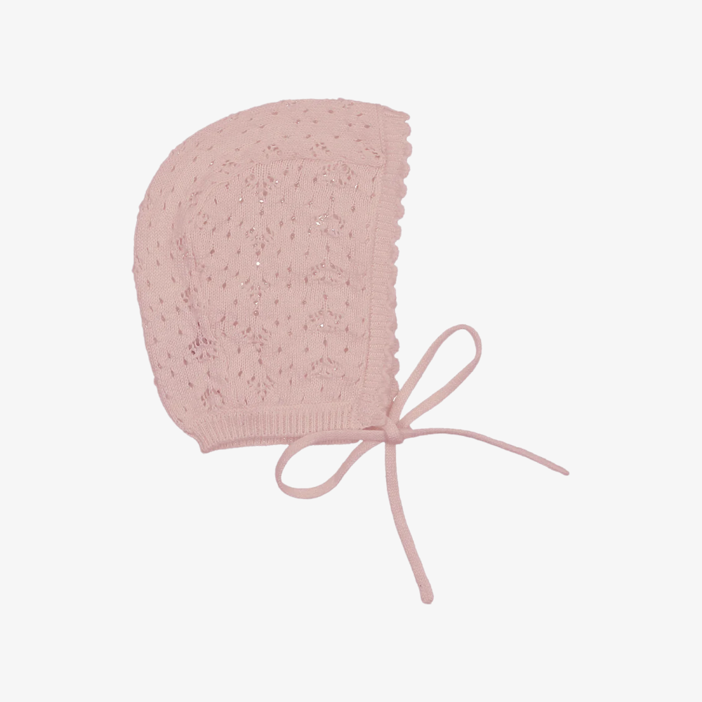 Lilette Heart Open Knit Bonnet - Pink