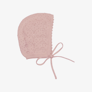 Heart Open Knit Bonnet - Pink