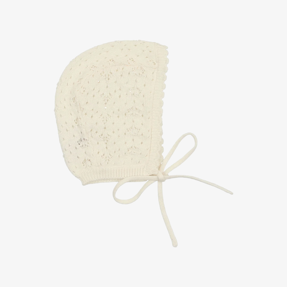 Lilette Heart Open Knit Bonnet - Cream