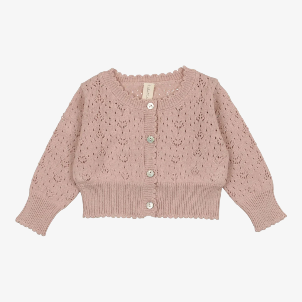 Lilette Heart Open Knit Cardigan - Pink