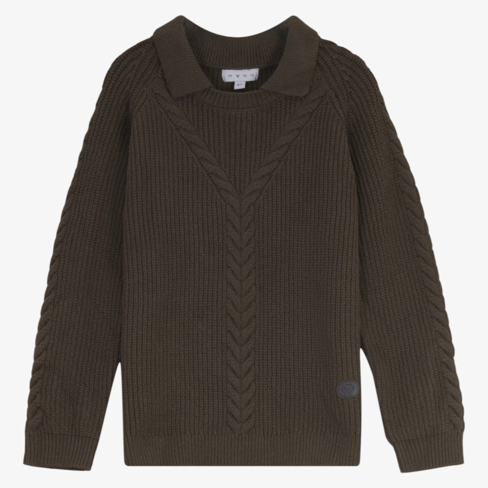 Braided Collar Sweater - Olive