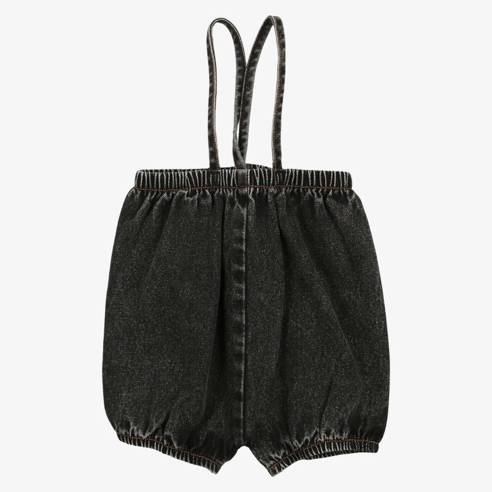 Suspender Shorts - Black Denim