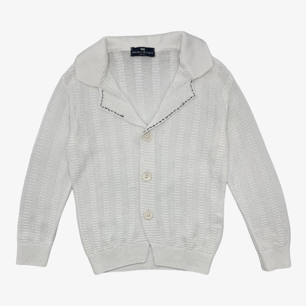 Knit Cardigan - White-navy