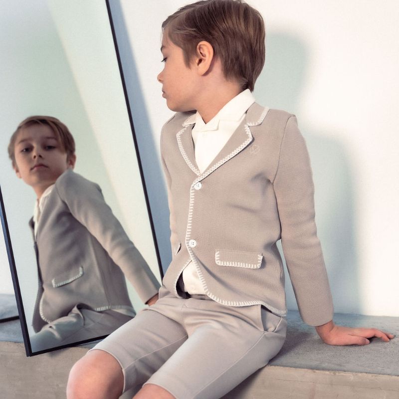 Stitched Edge Blazer - Smoke&white