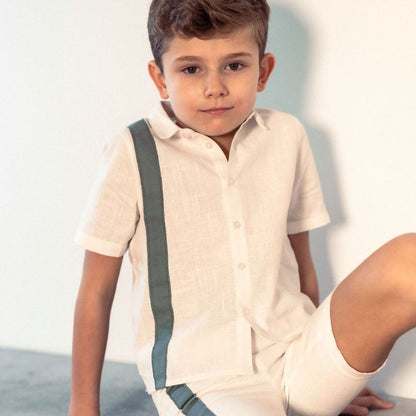 Stripe Shirt And Shorts - White/green