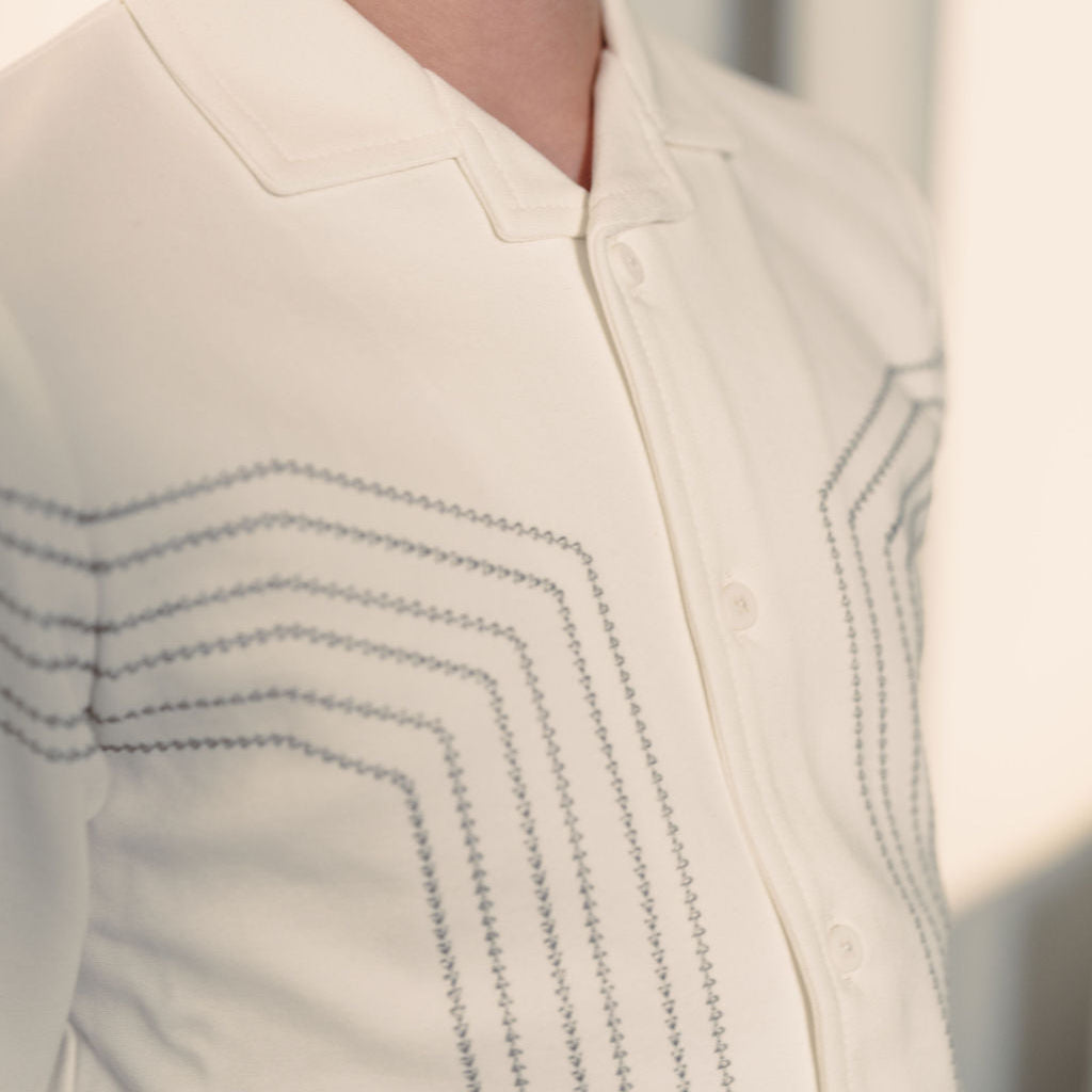 Ponte Stitched Shirt - White/smoke