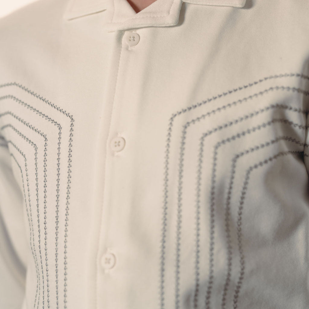 Ponte Stitched Shirt - White/smoke
