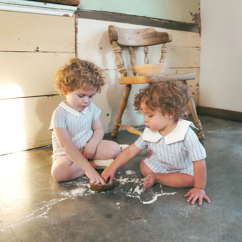 Button Collar Romper - Blue