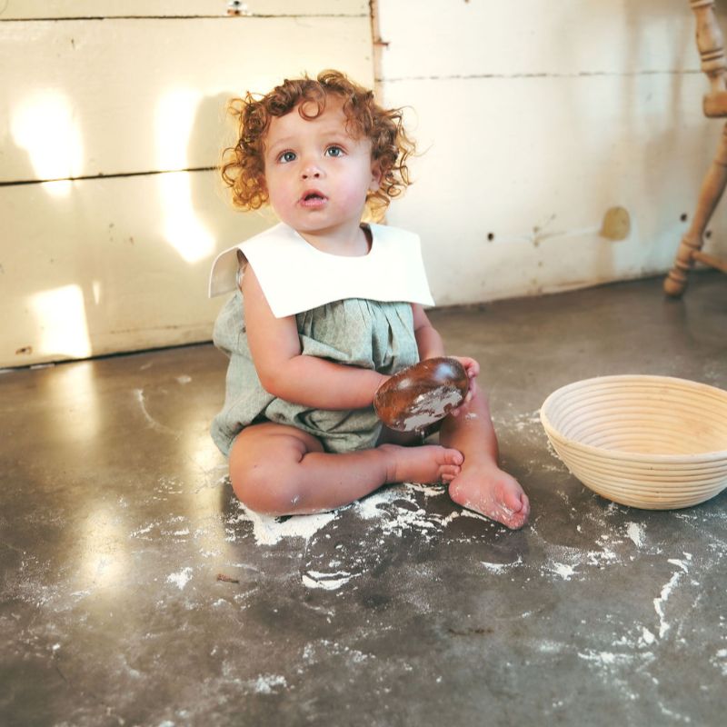 Textured Collar Romper - Green