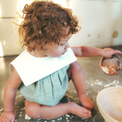 Textured Collar Romper - Green