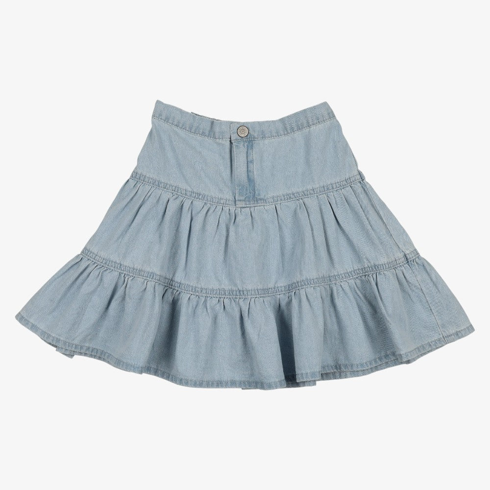 Denim Tiered Skirt - Light Wash