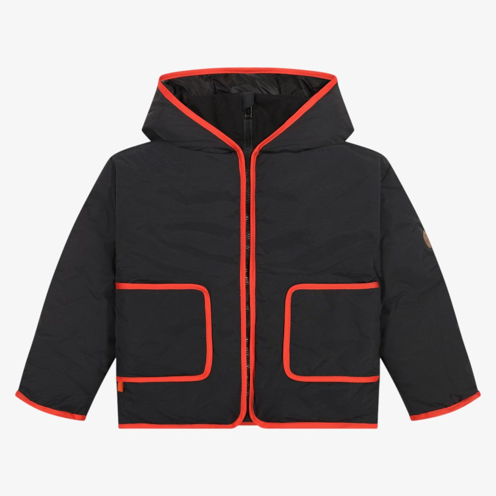 Contrast Stripe Coat - Black &amp; Red
