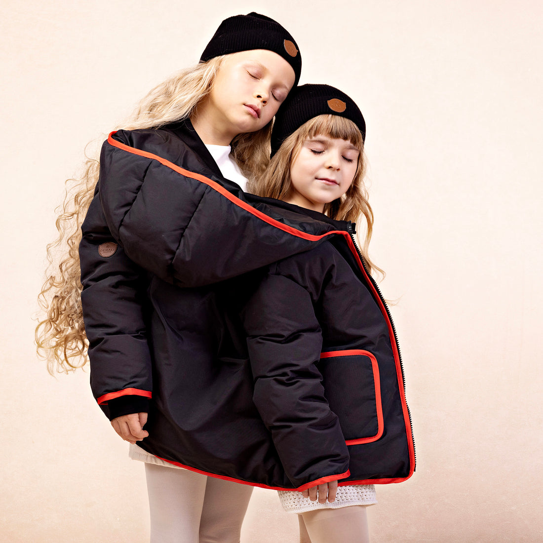 Contrast Stripe Coat - Black &amp; Red