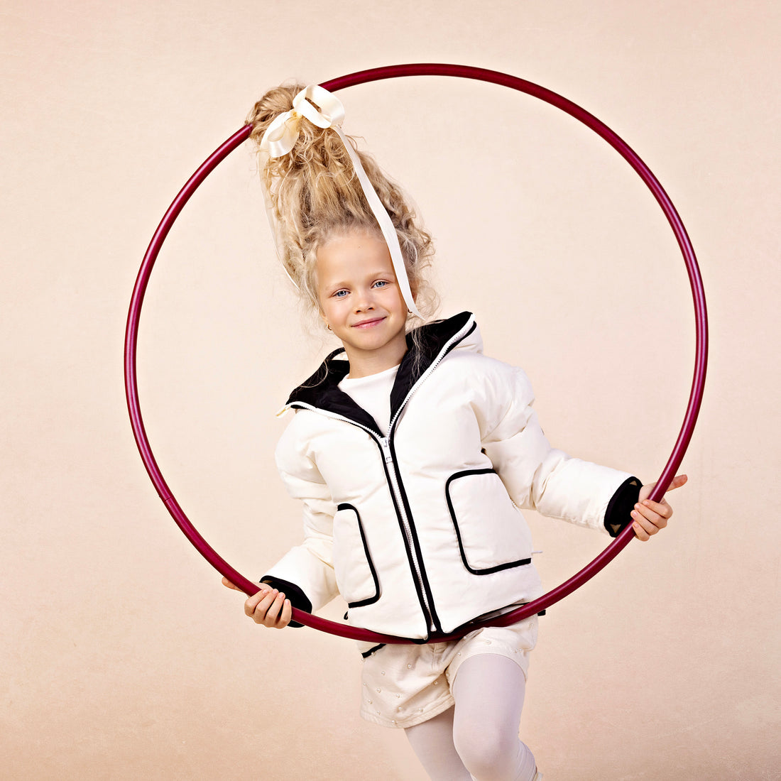 Contrast Stripe Coat - Cream & Black