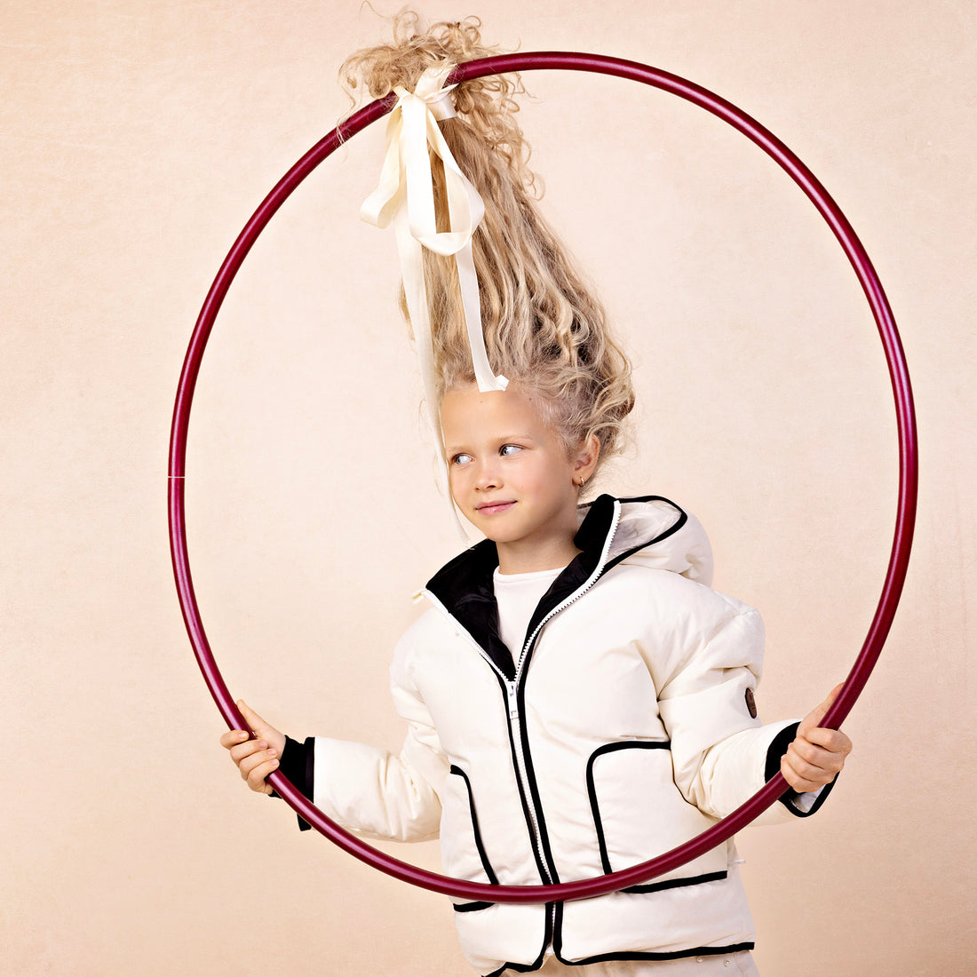 Contrast Stripe Coat - Cream & Black