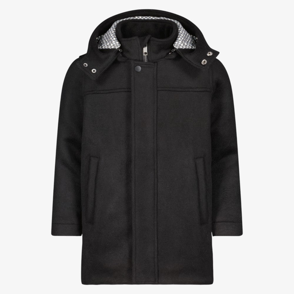 Wool Hooded Coat - Black