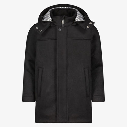Wool Hooded Coat - Black