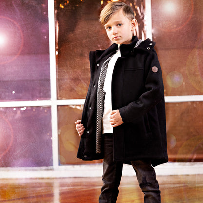 Wool Hooded Coat - Black