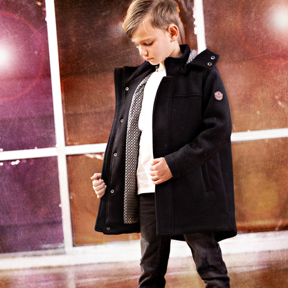 Wool Hooded Coat - Black