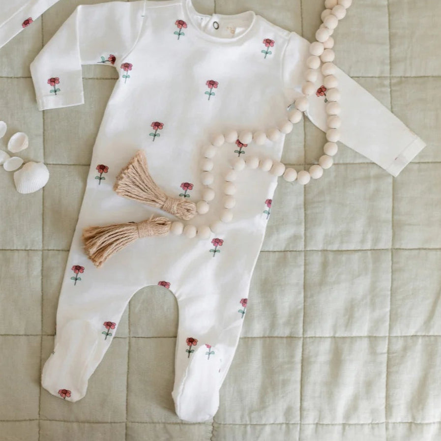 Daisy Print Footie - Pink