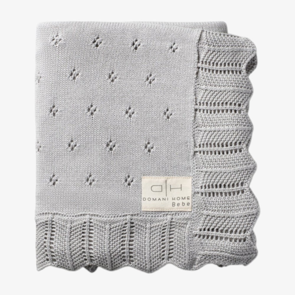 Scallop Pointelle Blanket - Nimbus Cloud