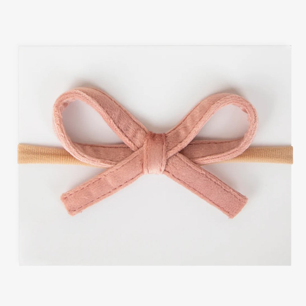 Adora Velvet Bow Headband - Dusty Pink