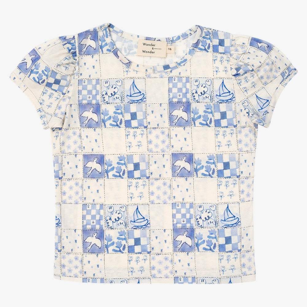 Puff Sleeves Top - Vintage Blue