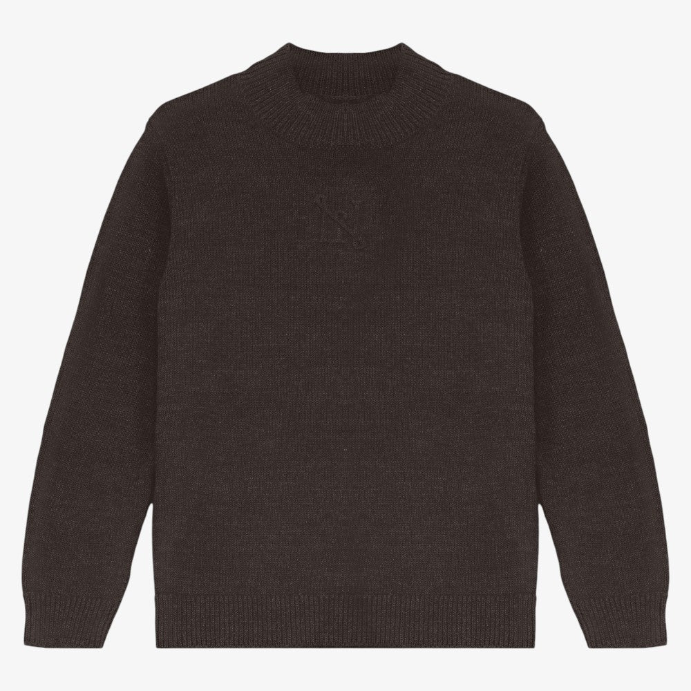 Mock Embossed Sweater - Brown