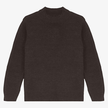 Mock Embossed Sweater - Brown
