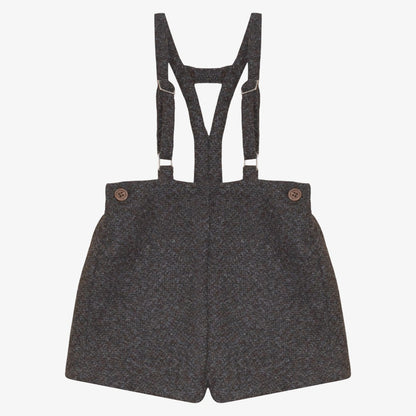 Tweed Suspender Shorts - Grey &amp; Brown