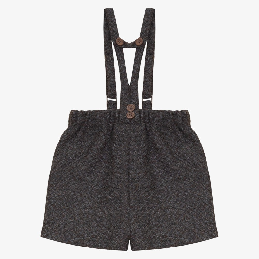 Tweed Suspender Shorts - Grey &amp; Brown