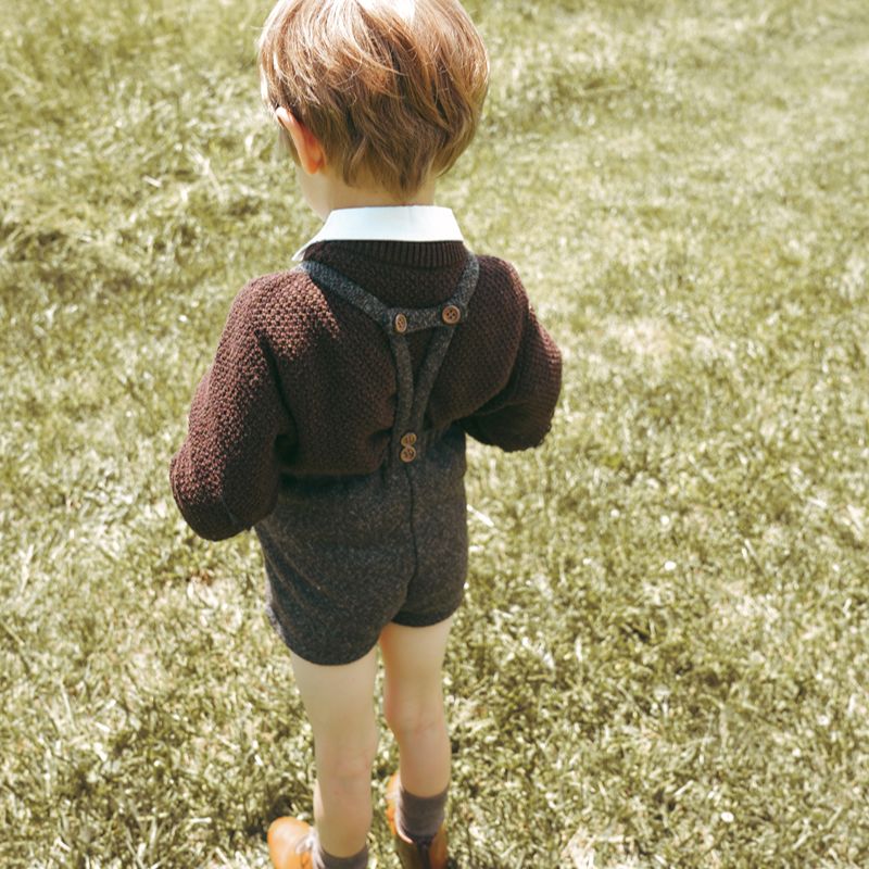 Tweed Suspender Shorts - Grey &amp; Brown