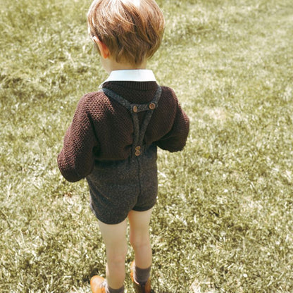 Tweed Suspender Shorts - Grey &amp; Brown