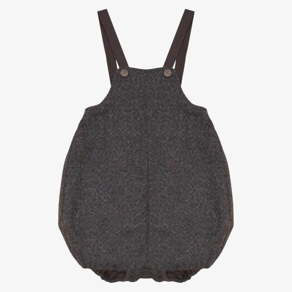 Tweed Button Romper - Grey &amp; Brown