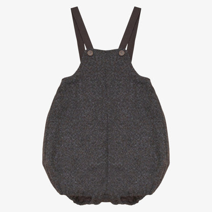 Tweed Button Romper - Grey &amp; Brown